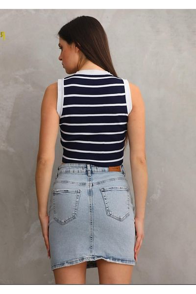 jöns since 1997 Fusta de damă Lycra Mini albastru deschis din denim