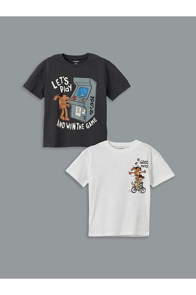 LC Waikiki Lcw Kids Crew Neck Printed Boy's T-Shirt 2-Piece