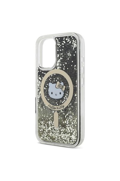 Hello Kitty Case for iPhone 16, Hardcase Liquid Glitter, Hello Kitty - Black