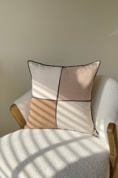 RİTMOHOME Krem, Kahve, Düz, Sade, Vintage, Country, Iskandinav, Bohem 50x50 Dekoratif Yastık(İÇİ DOLGULU)