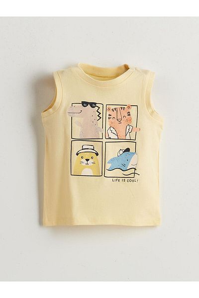 LC Waikiki Lcw Baby Printed Baby Boy Undershirt and Shorts 2-Pack