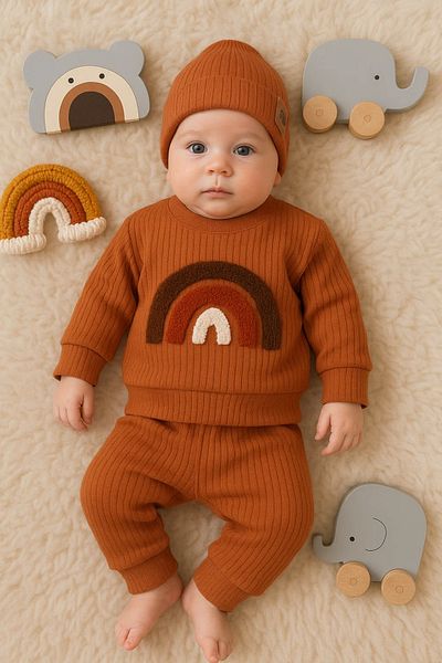 Babydonat 2-Piece Embroidered Rainbow Baby Boy Set - 100% Cotton