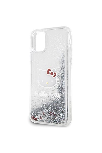Hello Kitty Carcasă pentru iPhone 11, cu sclipici lichid, rigidă - argintie
