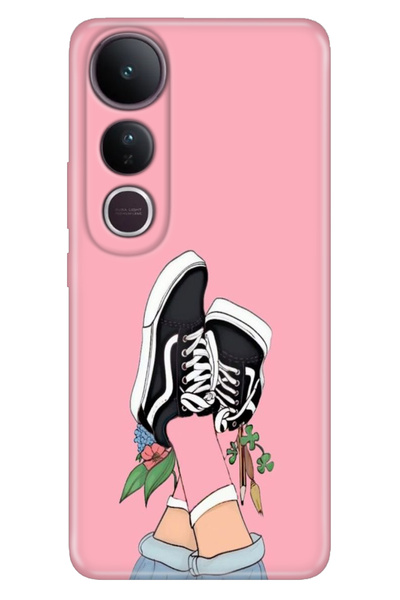 ADACASE Case for Vivo V50 Lite 5g Color Silicone Printed Tpu Pink College