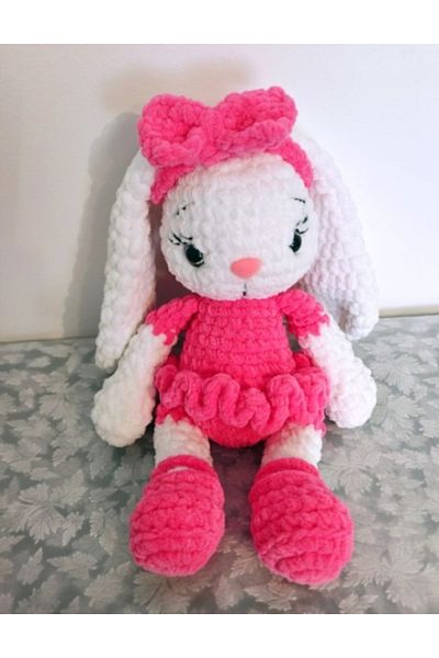 Superbaby Crocheted Pink Bunny with Dress – Handmade Toy for Girls