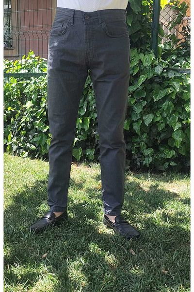 Denim ανδρικό τζιν λινό παντελόνι γκρι koyo και lover dumeli στενό πόδι