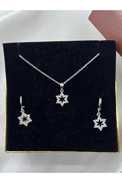 Lavienta Gold & Gümüş Kar Tanesi YSX Model VIP Kolye & Küpe