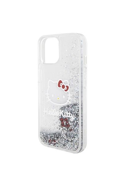 Hello Kitty Carcasă pentru iPhone 14, cu sclipici lichid, rigidă - argintie