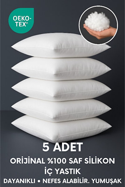 Yamesa 5 Adet Orijinal %100 Saf Silikon İç Yastık Dolu Kırlent, Dayanıklı , N...