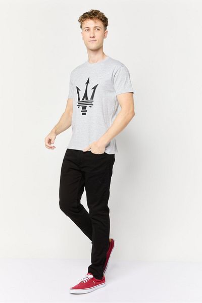 Maserati Men Crew Neck Short Sleeve Brand Logo T-shirt, Grey