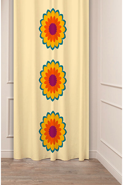 GREENDECOR Mandala Flower Hippie Yoga Meditation Ethnic Antique Patterned Digital Printed (Single Wing) Stylish Background Curtain