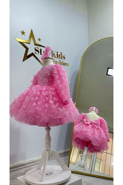 Star Kids Girl's Pink Butterfly Dress, Girl's Butterfly Tutu Dress