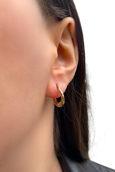 Altınaşkı Desenli Damla Altın Küpe