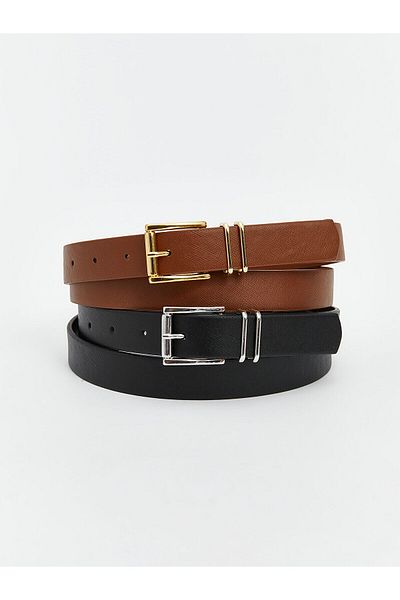 LC Waikiki Leather Look Γυναικεία Ζώνη 2 Πακέτο