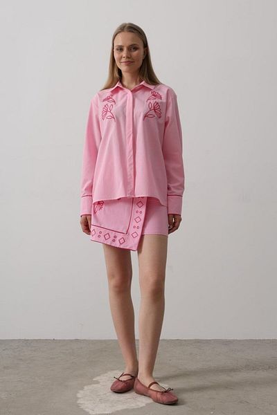 MRA Fashion Embroidery Detailed Skirt Suit - Pink