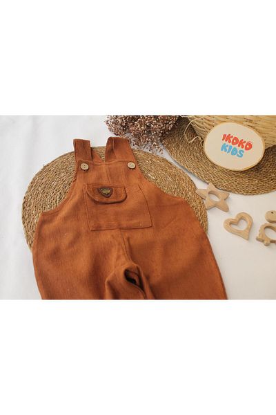 ikokokids Мъжки гащеризон от кадифе с тухлен джоб