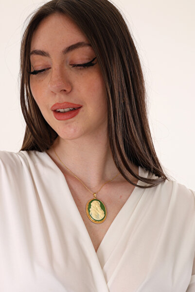 Ricco Jewellery 14 K Gold Kaplama 925 Ayar Gümüş Meryem Ana Madalyon Kolye