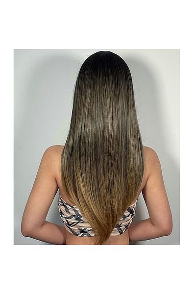 animis beauty SATEN Ombre wig, synthetic fiber with natural appearance, long straight hair, with bangs, 60 cm