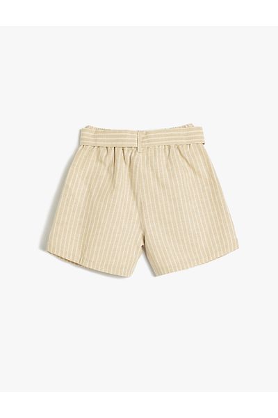 Koton New Season Linen Shorts with Elastic Waist Belt and Detailed Pockets