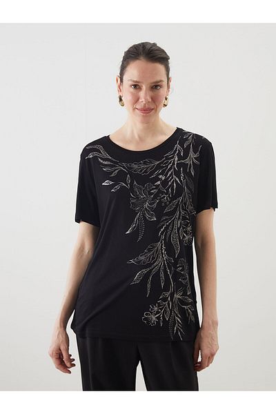 LC Waikiki Tricou de damă cu gât cu flori