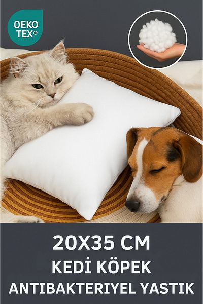Yamesa Antibacterial Cat-Dog Pillow 20X35 cm – Soft, Durable, 80 Gr Pure Silicone Filling