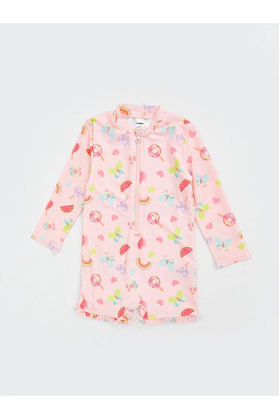 LC Waikiki Girl's Swimsuit with Printed Shorts