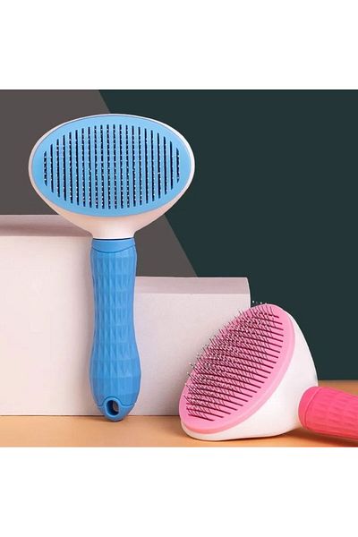 REDz Accessories Perie pentru animale de companie, buton de autocurățare, mâner ergonomic, ace înclinate la 150°, roz