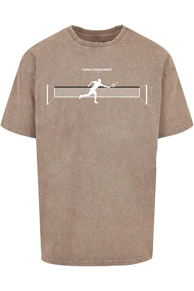 Merchcode Herren Tennis Round 1 Acid Washed Oversized Tee