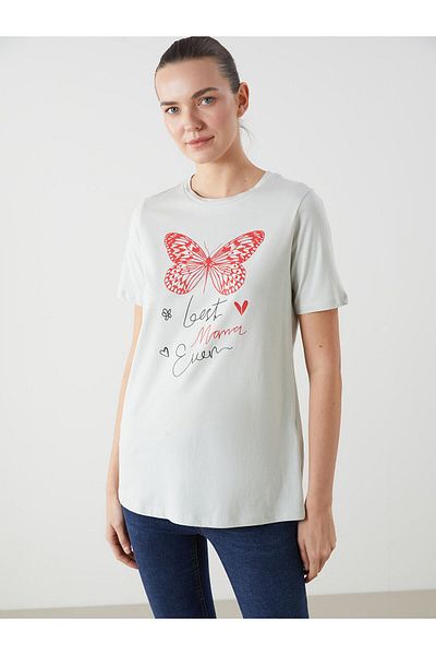 LC Waikiki Crew Neck Printed Maternity T-Shirt
