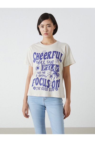 LC Waikiki Γυναικείο μπλουζάκι με στάμπα Crew Neck