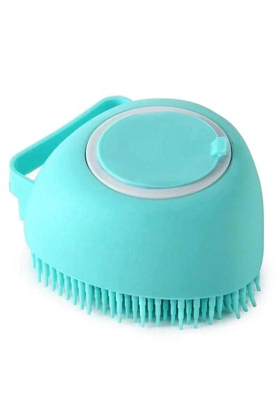 REDz Accessories Perie de baie cu șampon, pentru animale, rezervor de 80 ml, peri flexibili, silicon, albastru