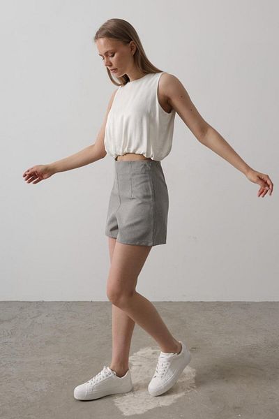 İpeksi Silky Satin Sleeveless Maybe Elastic Blouse - Ecru