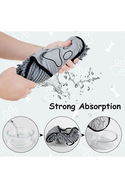 REDz Accessories Prosop pentru animale, super absorbant, buzunare pentru mâini, material textil, gri