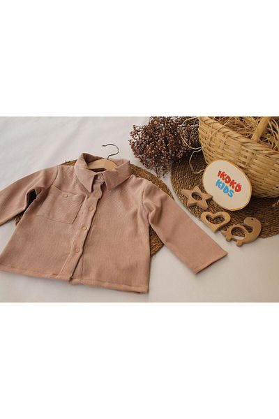 ikokokids Мъжка бежова кадифена риза