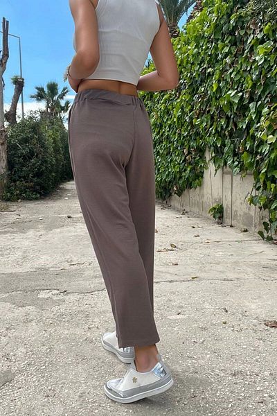 bacc Women's Brown Elastic Waist Double Pocket Comfortable Fit Pants Bcbsk-25700-3526