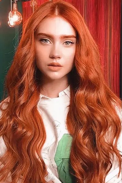 CAŞ DEKORASYON Heat Resistant Half Moon Hair-4#-Copper 70cm Wavy 140 gr