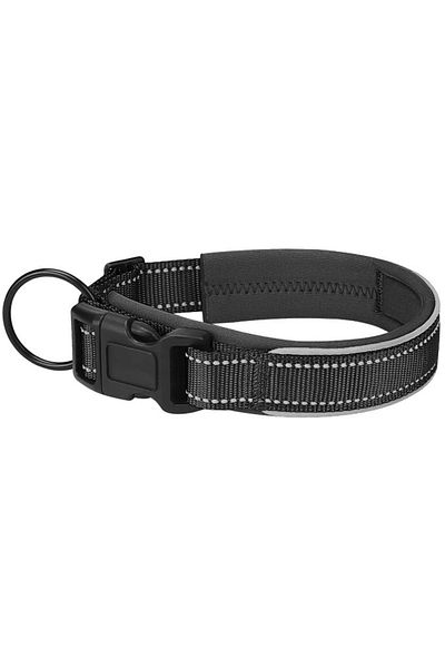 REDz Accessories Zgardă reflectorizantă pentru câini, mărimea XL, reglabilă, nailon, neagră