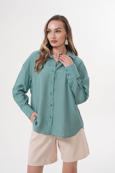 Catto Peak Women's Green Plain 100% Polyester Regular Shirt