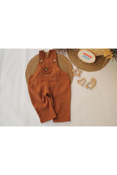 ikokokids Мъжки гащеризон от кадифе с тухлен джоб