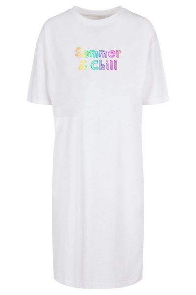 Merchcode Damen Ladies Summer And Chill Rainbow Oversized Slit Tee Dress