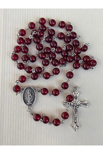 Yada Unique 6mm Kırmızı Akik Doğal Taş Katolik Hristiyan Tesbih Rosary / Haç ...