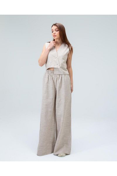 Tt Line Women's Linen Women's Palazzo Loose Cutpants