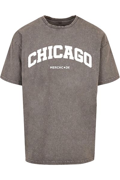 Merchcode Herren Chicago Wording - Acid Washed Oversize Tee