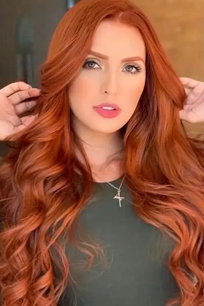 CAŞ DEKORASYON Heat Resistant Half Moon Hair-4#-Copper 70cm Wavy 140 gr