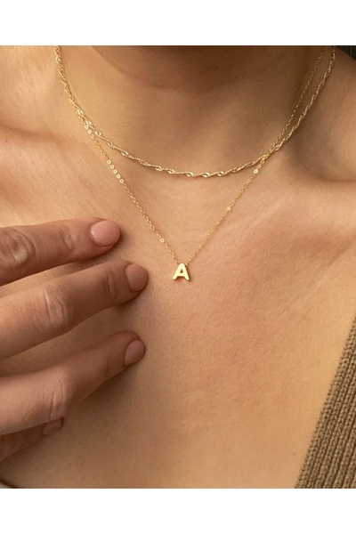 Asia by Leuvoié Asia By Leuvoie Altın Kaplama A Harfli İkili Zincir Kolye Seti