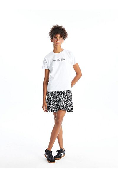 LC Waikiki Fusta de damă cu model zebră, slim Fit, cu pantaloni scurți