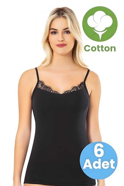 Tezzgelsin Women's 6-Piece Rope Strap Collar Lace Model Undershirt