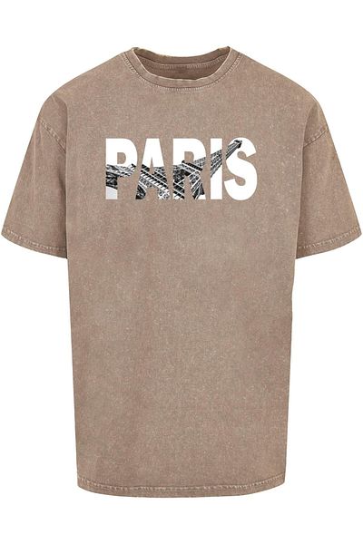 Merchcode Herren Paris Eiffel Tower Acid Washed Oversize Tee