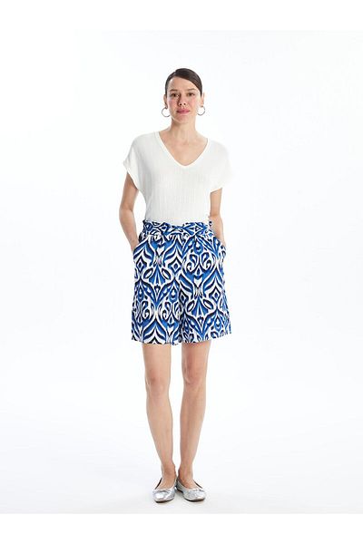 LC Waikiki Pantaloni scurți de damă cu model cu talie elastică