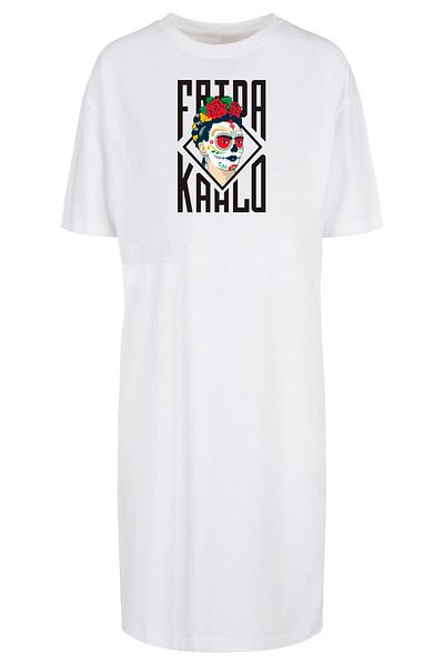 Merchcode Damen Ladies Frida Kahlo - Lettering Organic Oversized Slit Tee Dress